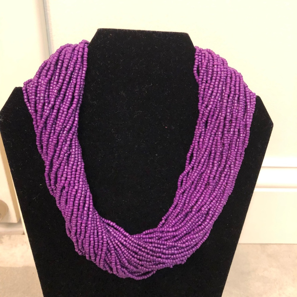 Purple Beaded Multi-Strand Necklace - Picture 5 of 15